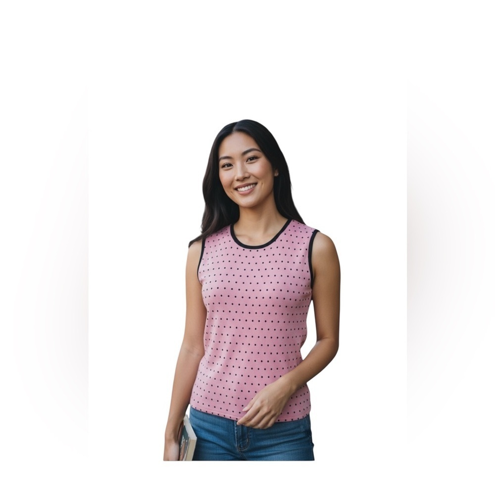 Requirements Pink and Black Polka Dot Tank Top